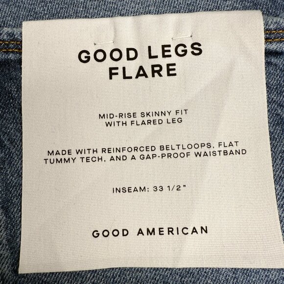 NWT GOOD AMERICAN Good Legs Flare Deep V Yoke Jeans INDIGO513 | Size 15 Plus - Picture 8 of 13